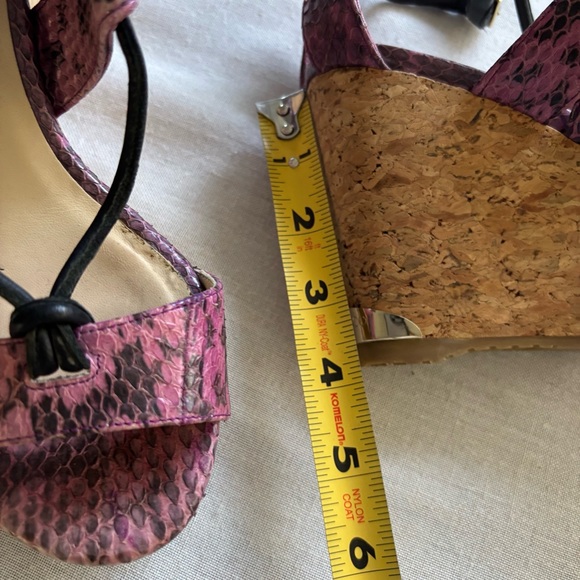 Jimmy Choo Nelson 100 Madeline Elaphe Cork Platform Wedge Sandals 6.5